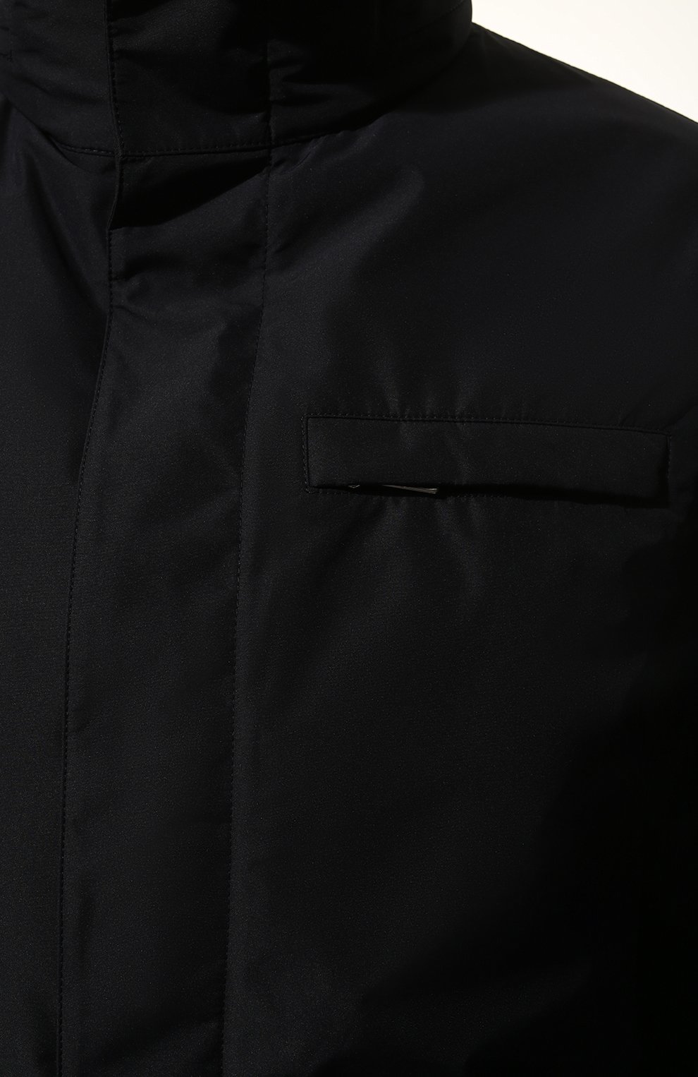 Мужская утепленная куртка PRADA темно-синего цвета, арт. SGB042-1X01-F0124-191 | Фото 6 (Кросс-КТ: Куртка; Рукава: Длинные; Длина (верхняя одежда): До середины бедра; Материал внешний: Синтетический материал; Мужское Кросс-КТ: утепленные куртки; Стили: Кэжуэл)