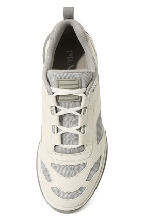 Мужские комбинированные кроссовки PRADA кремвого цвета, арт. 4E3563-3LEI-F0W5V | Фото 6 (Материал внешний: Текстиль; Стили: Классический; Материал утеплителя: Без утеплителя)