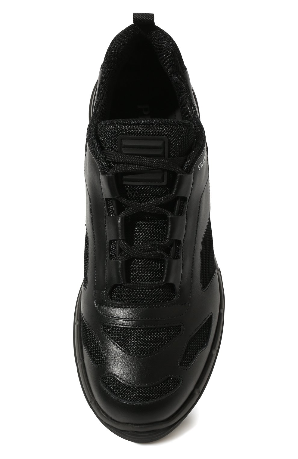 Мужские комбинированные кроссовки PRADA черного цвета, арт. 4E3563-3LEI-F0002 | Фото 6 (Материал внешний: Текстиль; Стили: Классический; Материал утеплителя: Без утеплителя)