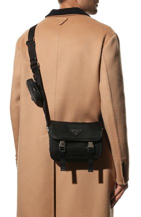 Мужская текстильная сумка PRADA черного цвета, арт. 2VD034-2DMH-F0002-WOP | Фото 2 (Ремень/цепочка: На ремешке; Материал: Текстиль; Размер: small)