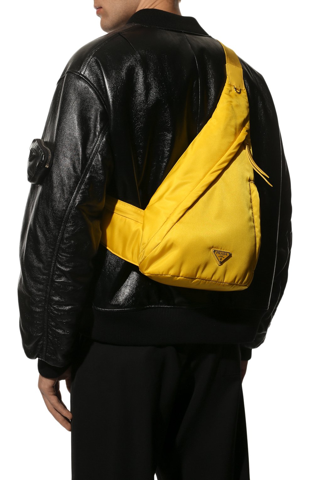 Мужской текстильный рюкзак PRADA желтого цвета, арт. 2VZ092-2DW3-F0010-OOO | Фото 2 (Ремень/цепочка: На плечо; Материал: Текстиль; Стили: Кэжуэл; Размер: large)