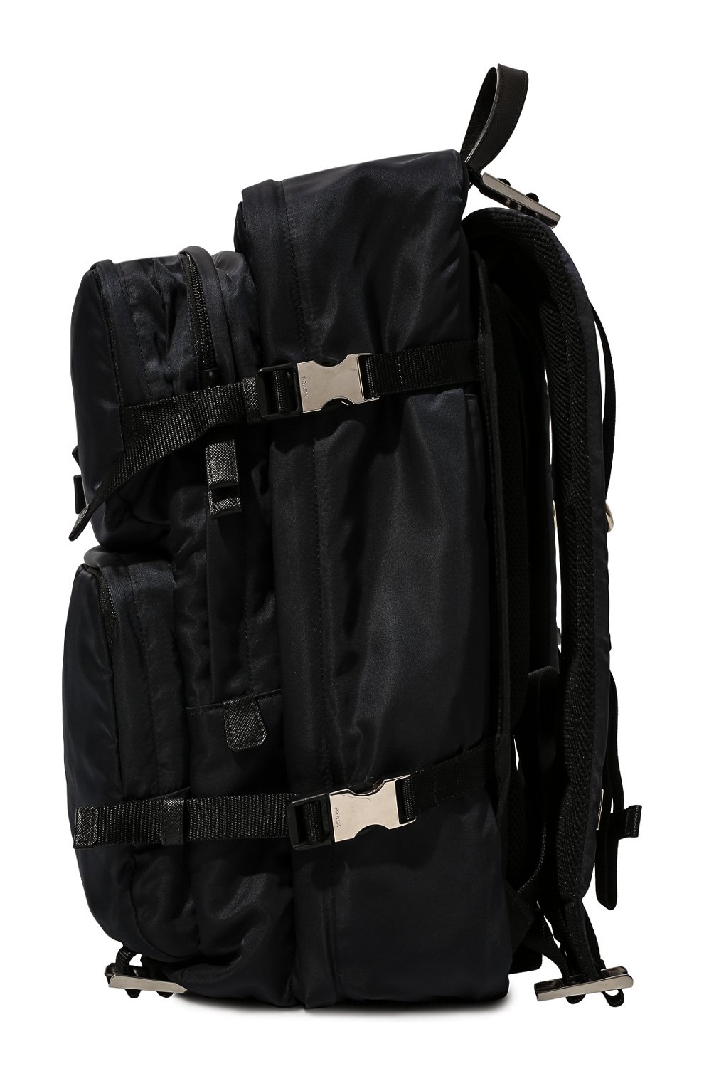 Мужской текстильный рюкзак PRADA темно-синего цвета, арт. 2VZ001-973-F0008-OOO | Фото 4 (Ремень/цепочка: На ремешке; Материал: Текстиль; Стили: Кэжуэл; Размер: large)