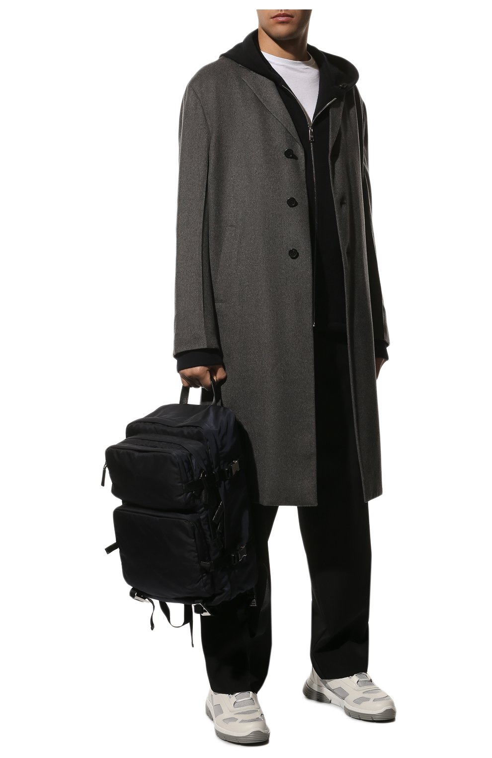 Мужской текстильный рюкзак PRADA темно-синего цвета, арт. 2VZ001-973-F0008-OOO | Фото 7 (Ремень/цепочка: На ремешке; Материал: Текстиль; Стили: Кэжуэл; Размер: large)