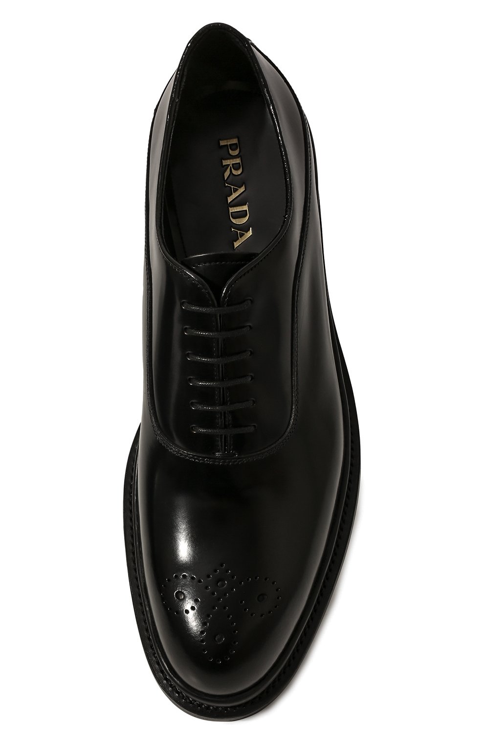 Мужские кожаные оксфорды PRADA черного цвета, арт. 2EG188-055-F0002-G001 | Фото 6 (Мужское Кросс-КТ: Броги-обувь; Стили: Классический)