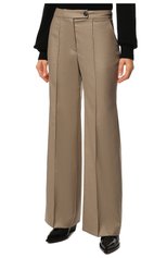 Женские шерстяные брюки ANI D. ZOP бежевого цвета, арт. ani-022-06 | Фото 3 (Длина (брюки, джинсы): Удлиненные; Материал внешний: Шерсть; Женское Кросс-КТ: Брюки-одежда; Силуэт Ж (брюки и джинсы): Расклешенные; Стили: Минимализм)