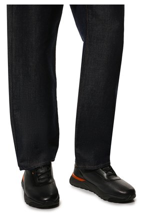 Мужские кожаные кроссовки SANTONI черного цвета, арт. MBIM21783SK0PDYEN50 | Фото 3 (Материал внешний: Кожа; Материал утеплителя: Натуральный мех; Стили: Классический)