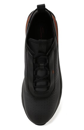Мужские кожаные кроссовки SANTONI черного цвета, арт. MBIM21783SK0PDYEN50 | Фото 6 (Материал внешний: Кожа; Материал утеплителя: Натуральный мех; Стили: Классический)