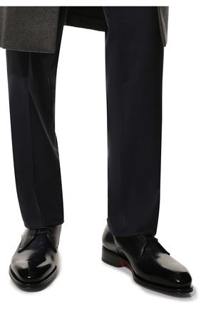 Мужские кожаные дерби SANTONI темно-синего цвета, арт. MCCG18171MC8HFULU59 | Фото 3 (Материал внешний: Кожа; Материал внутренний: Натуральная кожа; Стили: Классический)