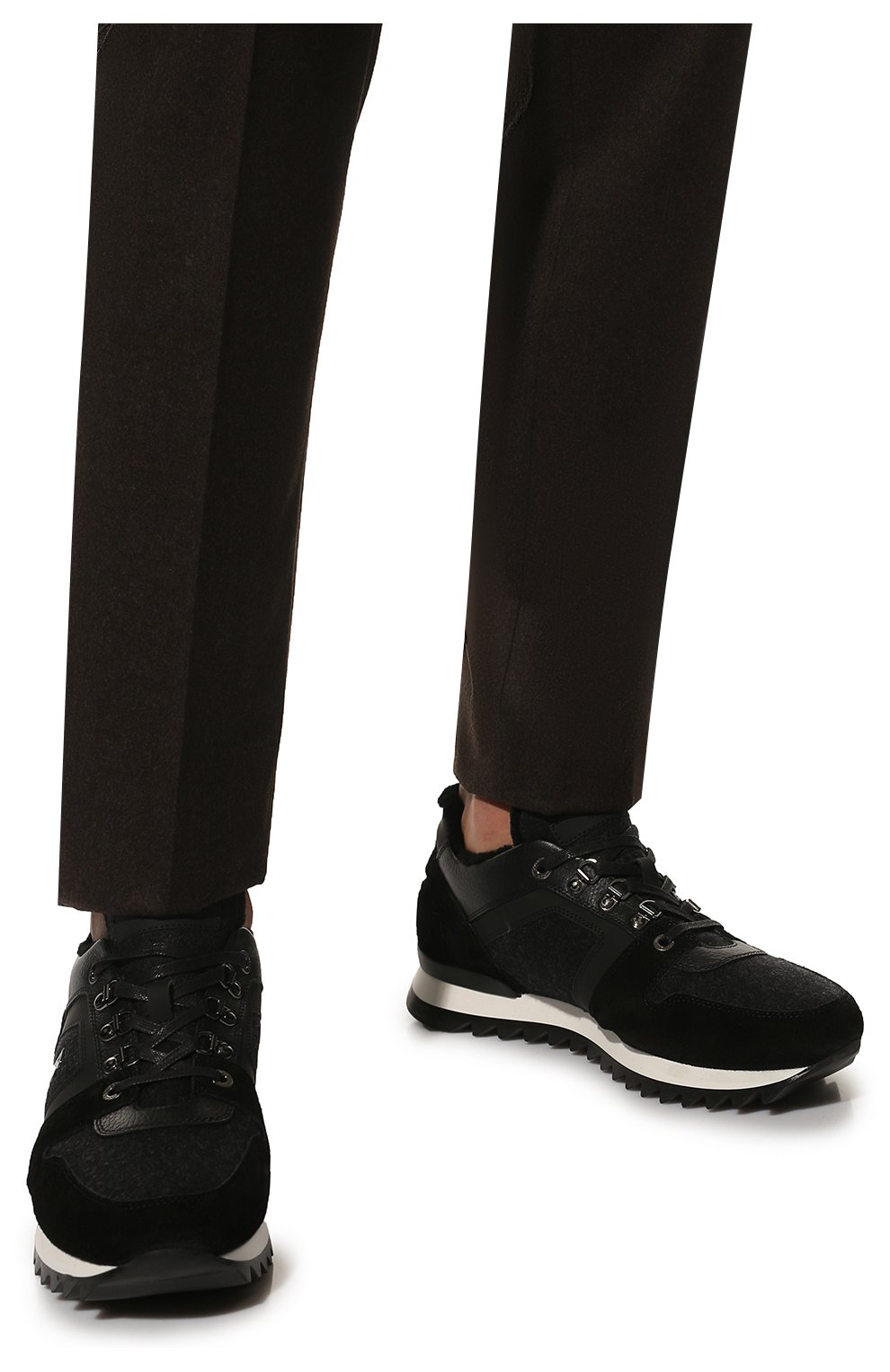 Мужские комбинированные кроссовки BOGNER темно-серого цвета, арт. 12140363/SEATTLE M 9 A | Фото 3 (Материал внешний: Текстиль, Кожа; Материал утеплителя: Натуральный мех; Стили: Классический)