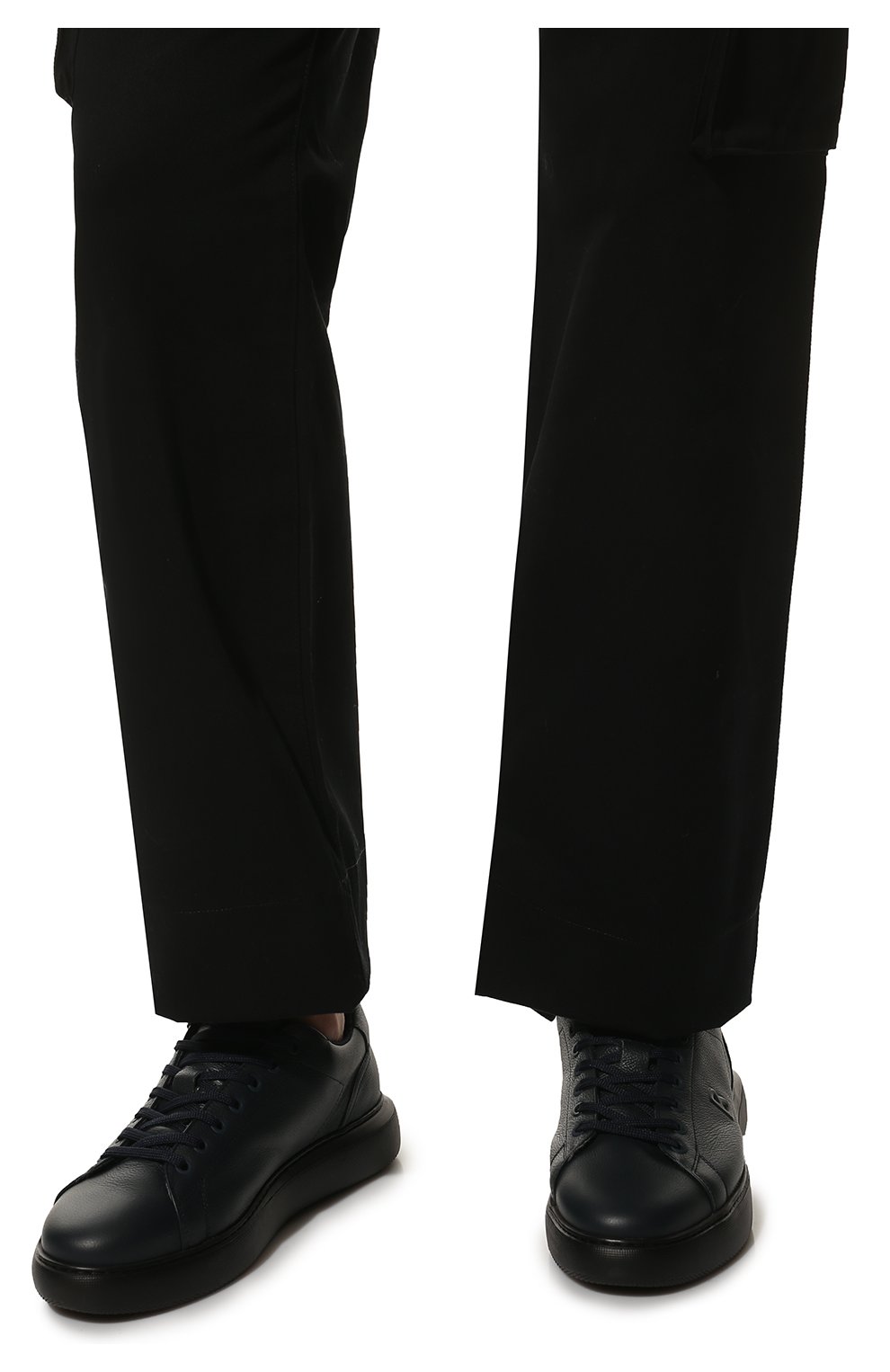 Мужские кожаные кеды BOGNER темно-синего цвета, арт. 12240045/NEW BERLIN 15 | Фото 3 (Материал внешний: Кожа; Стили: Классический; Материал утеплителя: Без утеплителя; Материал внутренний: Текстиль)