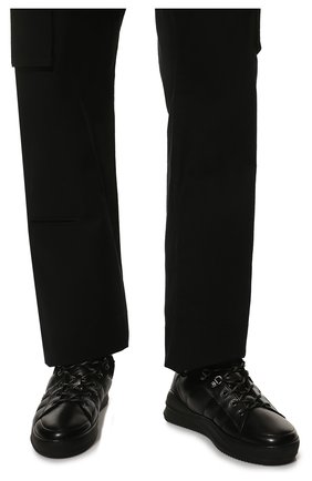 Мужские кожаные кеды BOGNER черного цвета, арт. 12240343/C0L0GNE 10 A | Фото 3 (Материал внешний: Кожа; Материал утеплителя: Натуральный мех; Стили: Классический)