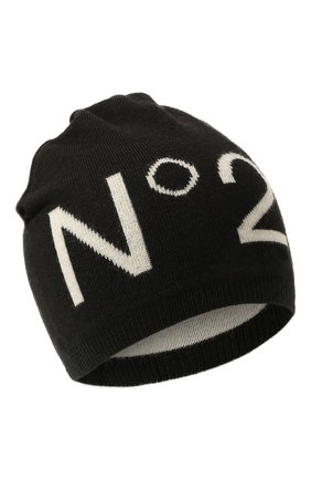 Детского шапка N21 черного цвета, арт. N21549/N0241/N21F20U | Фото 1 (Материал: Шерсть, Текстиль, Синтетичес кий материал)