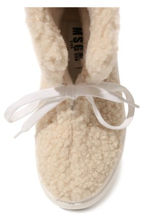 Детские утепленные ботинки MSGM KIDS кремвого цвета, арт. 72536 VAR.1/36-41 | Фото 4 (Материал внешний: Текстиль; Материал утеплителя: Натуральный мех)