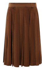 Женская замшевая юбка MIU MIU коричневого цвета, арт. MPD704-104R-F0401 | Фото 1 (Материал внешний: Замша, Натуральная кожа; Стили: Гламурный; Женское Кросс-КТ: Юбка-одежда; Длина Ж (юбки, платья, шорты): До колена)