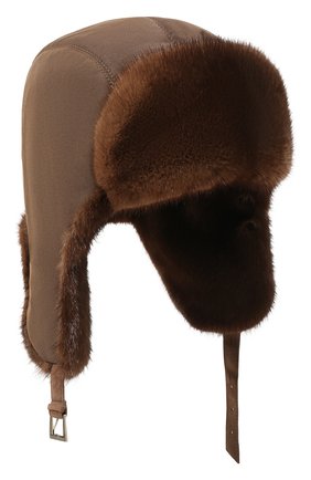 Шапка-ушанка с отделкой из меха норки | Фото №1