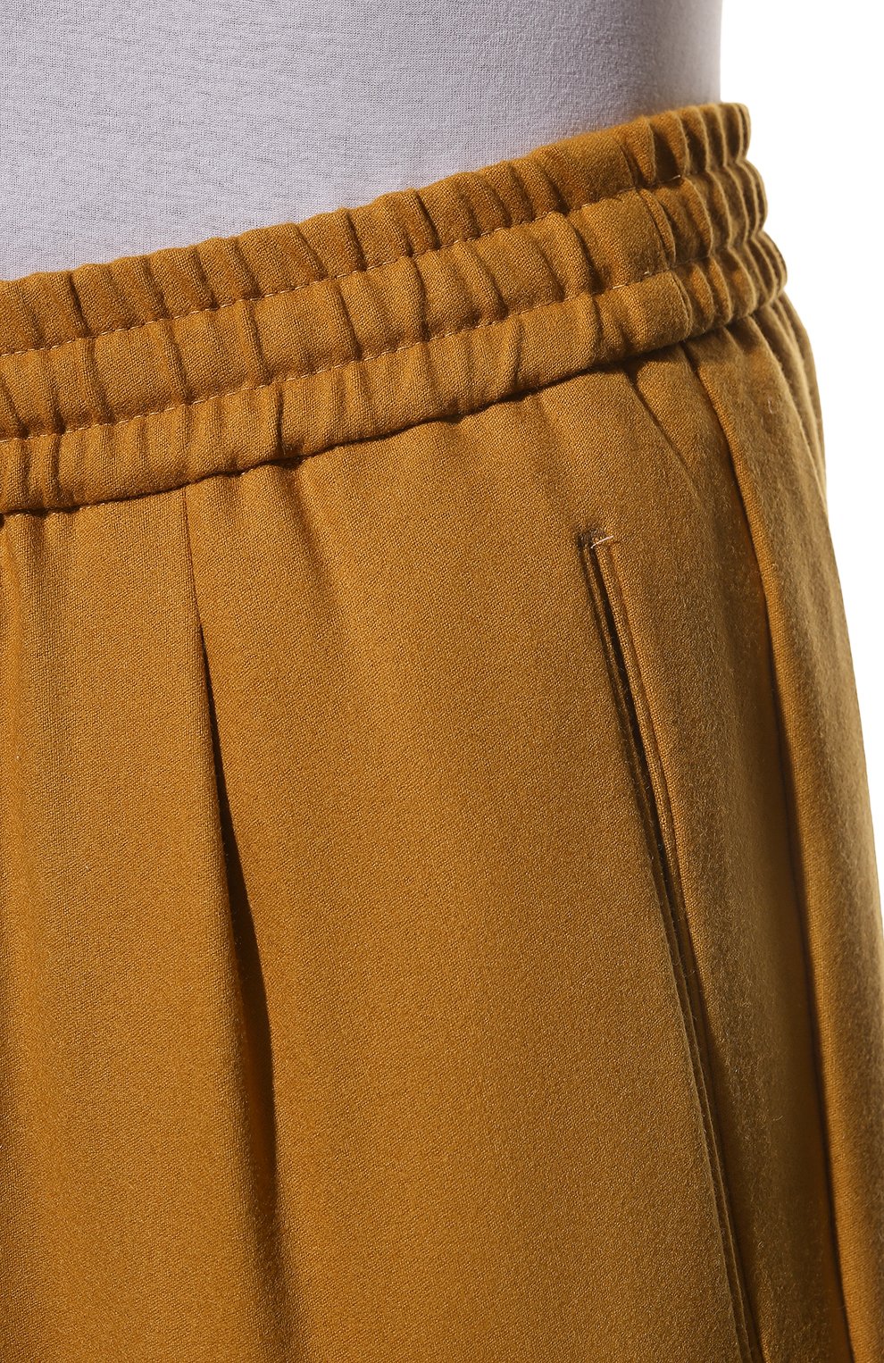 Мужские шерстяные брюки BERWICH желтого цвета, арт. SPIAGGIA RETR0/RD1800X | Фото 5 (Материал внешний: Шерсть; Длина (брюки, джинсы): Стандартные; Случай: Повседневный; Материал подклада: Купро; Стили: Кэжуэл)