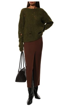 Женская хлопковая рубашка RAMAEL зеленого цвета, арт. RA0001/005 | Фото 2 (Рукава: Длинные; Длина (для топов): Стандартные; Стили: Кэжуэл; Женское Кросс-КТ: Свитер-одежда; Материал внешний: Хлопок)