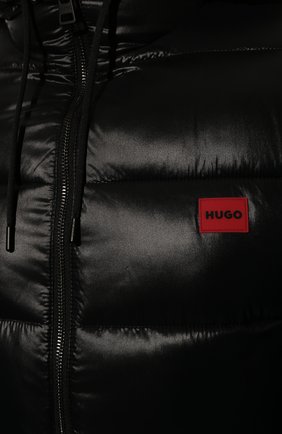 Мужская утепленная куртка HUGO черного цвета, арт. 50481019 | Фото 5 (Кросс-КТ: Куртка; Рукава: Длинные; Мужское Кросс-КТ: утепленные куртки; Материал подклада: Синтетический материал; Длина (верхняя одежда): Короткие; Стили: Кэжуэл)
