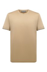Мужская хлопковая футболка CANALI светло-бежевого цвета, арт. T0691/MJ01703 | Фото 1 (Принт: Без принта; Рукава: Короткие; Длина (для топов): Стандартные; Материал внешний: Хлопок; Стили: Кэжуэл)