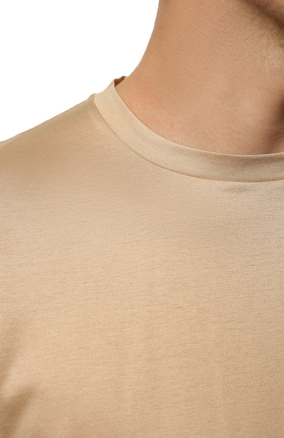 Мужская хлопковая футболка CANALI светло-бежевого цвета, арт. T0691/MJ01703 | Фото 5 (Принт: Без принта; Рукава: Короткие; Длина (для топов): Стандартные; Материал внешний: Хлопок; Стили: Кэжуэл)