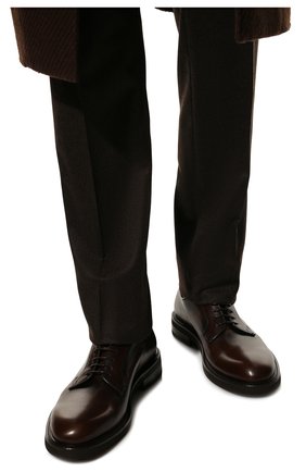 Мужские кожаные дерби CANALI темно-коричневого цвета, арт. 221206/RA00697 | Фото 3 (Материал внешний: Кожа; Материал внутренний: Натуральная кожа; Стили: Классический)