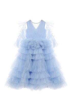 Детское платье celia SASHA KIM голубого цвета, арт. 00000641/1 | Фото 1 (Рукава: Длинные; Материал внешний: Синтетический материал; Материал подклада: Вискоза)
