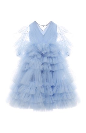 Детское платье celia SASHA KIM голубого цвета, арт. 00000641/1 | Фото 2 (Рукава: Длинные; Материал внешний: Синтетический материал; Материал подклада: Вискоза)