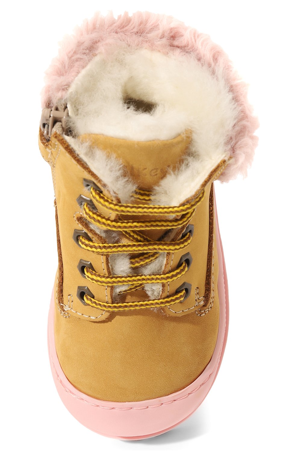 Детские кожаные ботинки WALKEY бежевого цвета, арт. Y1A5-42091-1514/19-24 | Фото 4 (Материал внешний: Кожа; Материал утеплителя: Натуральный мех)