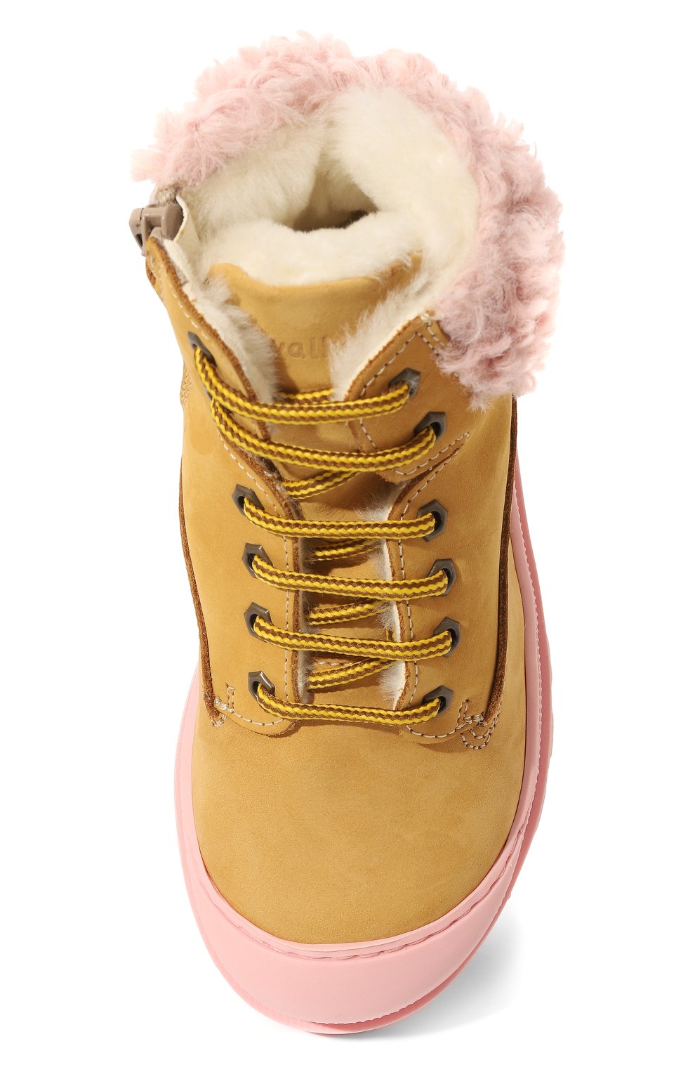 Детские кожаные ботинки WALKEY бежевого цвета, арт. Y1A5-42091-1514/25-29 | Фото 4 (Материал внешний: Кожа; Материал утеплителя: Натуральный мех)