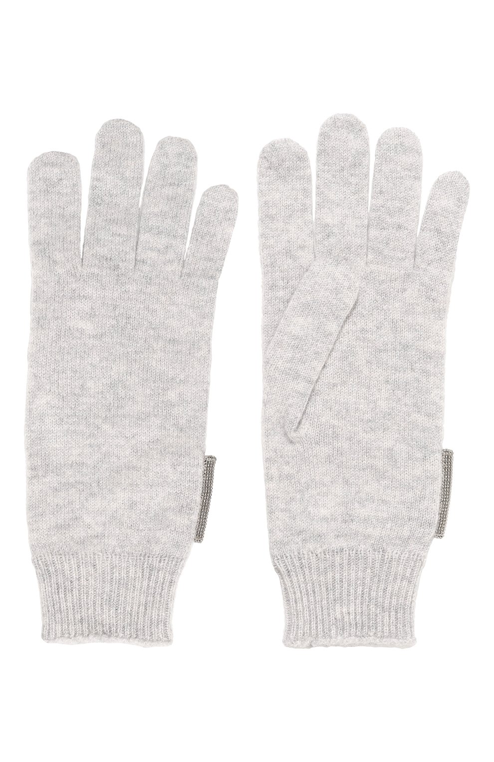Детские кашемировые перчатки BRUNELLO CUCINELLI светло-серого цвета, арт. B12M14589B | Фото 2 (Материал: Текстиль, Кашемир, Шерсть)
