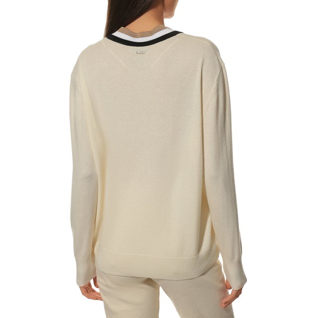 Пуловер из шерсти и кашемира BOSS 50476604, цвет кремовый, размер 44 - фото 4