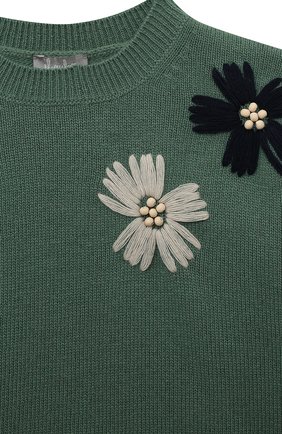 Детский шерстяной пуловер IL GUFO зеленого цвета, арт. A22MA412EM220/2A-4A | Фото 3 (Девочки Кросс-КТ: Пуловер-одежда; Материал внешний: Шерсть; Рукава: Длинные)