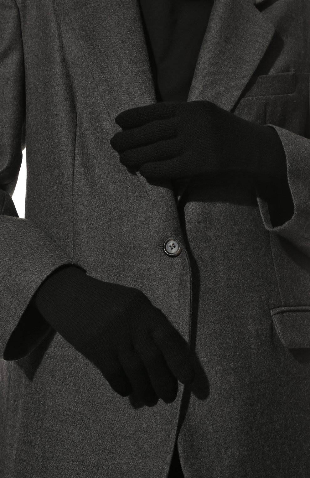 Женские перчатки aimi из шерсти и кашемира CANOE черного цвета, арт. 6100410 | Фото 2 (Материал: Текстиль, Шерсть)