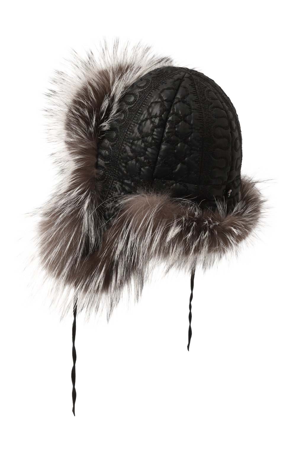 Детского шапка-ушанка с мехом FURLAND черного цвета, арт. 0131209610008600148 | Фото 2 (Материал: Текстиль, Натуральный мех)