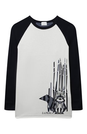 Женская хлопковая пижама LA PERLA синего цвета по цене 9955 руб., арт. 54682/2A-6A | Фото 2 Женская хлопковая пижама LA PERLA синего цвета, арт. 54682/2A-6A | Фото 2 (Рукава: Длинные; Материал внешний: Хлопок)