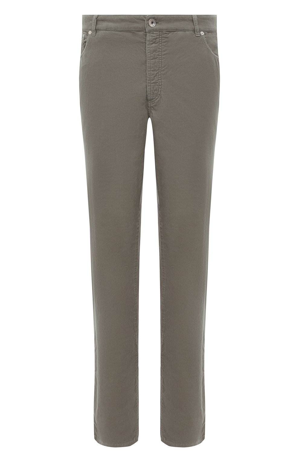 Мужские хлопковые брюки BRUNELLO CUCINELLI хаки цвета, арт. M279DI178W | Фото 1 (Длина (брюки, джинсы): Стандартные; Случай: Повседневный; Материал внешний: Хлопок; Стили: Кэжуэл)