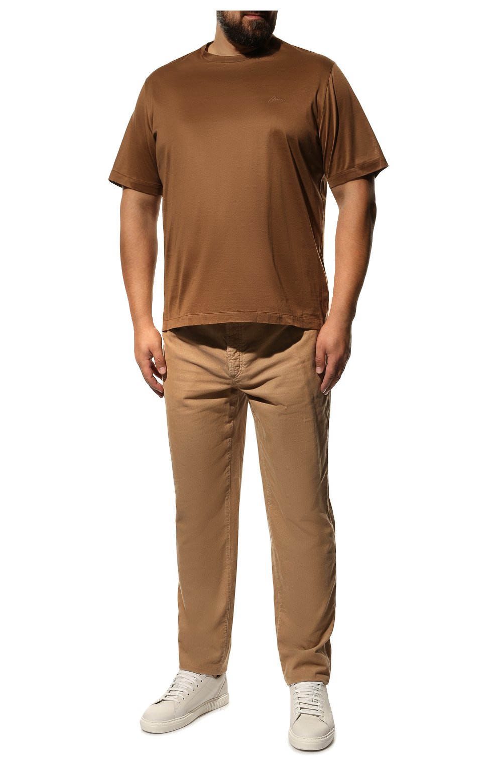 Мужские хлопковые брюки BRUNELLO CUCINELLI бежевого цвета, арт. M279DI178W | Фото 2 (Длина (брюки, джинсы): Стандартные; Случай: Повседневный; Материал внешний: Хлопок; Стили: Кэжуэл)