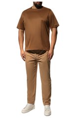 Мужские хлопковые брюки BRUNELLO CUCINELLI бежевого цвета, арт. M279DI178W | Фото 2 (Длина (брюки, джинсы): Стандартные; Случай: Повседневный; Материал внешний: Хлопок; Стили: Кэжуэл)