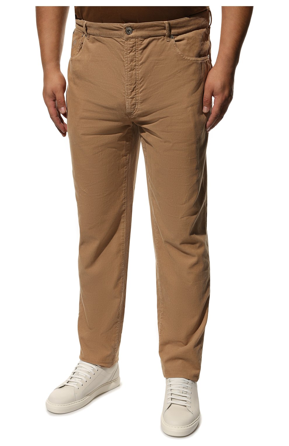 Мужские хлопковые брюки BRUNELLO CUCINELLI бежевого цвета, арт. M279DI178W | Фото 3 (Длина (брюки, джинсы): Стандартные; Случай: Повседневный; Материал внешний: Хлопок; Стили: Кэжуэл)