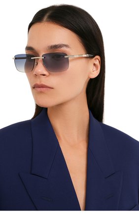 Женские солнцезащитные очки ZILLI синего цвета, арт. ZI-65057 C02 | Фото 2 (Тип очков: С/з; Кросс-КТ: С/з-унисекс; Материал: Металл; Очки форма: Прямоугольные; Оптика Гендер: оптика-унисекс)