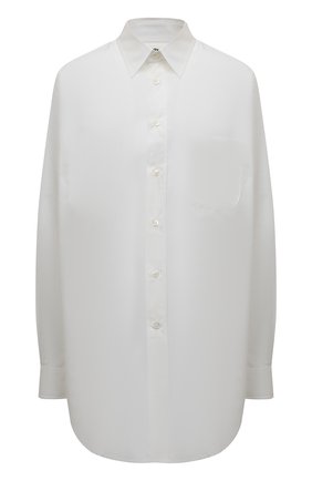 Женская хлопковая рубашка MAISON MARGIELA белого цвета, арт. SI0DL0001/S52245 | Фото 1 (Рукава: Длинные; Материал внешний: Хлопок; Длина (для топов): Удлиненные; Женское Кросс-КТ: Рубашка-одежда; Принт: Без принта; Стили: Кэжуэл)