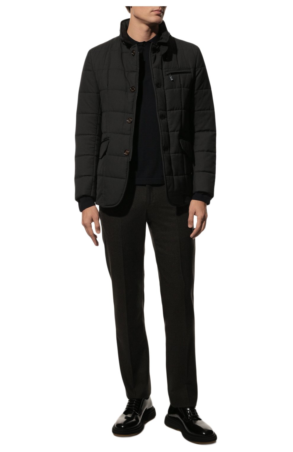 Мужская утепленная куртка GIMO'S темно-серого цвета, арт. 22AI.U.250.624 | Фото 2 (Кросс-КТ: Куртка; Рукава: Длинные; Материал внешний: Синтетический материал; Мужское Кросс-КТ: утепленные куртки; Материал подклада: Синтетический материал; Длина (верхняя одежда): Короткие; Стили: Кэжуэл)