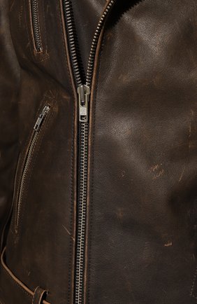 Женская кожаная куртка MOLLY MOSS коричневого цвета, арт. 00 02 | Фото 5 (Кросс-КТ: Куртка; Рукава: Длинные; Стили: Гламурный; Материал внешний: Натуральная кожа; Женское Кросс-КТ: Замша и кожа; Длина (верхняя одежда): Короткие; Материал подклада: Вискоза)