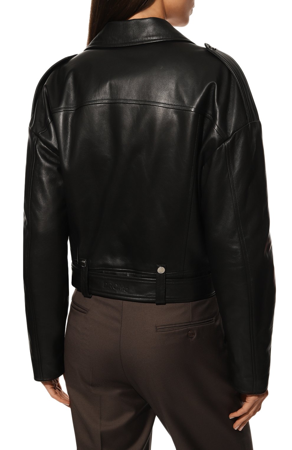 Женская кожаная куртка DROME черного цвета, арт. SK2001P/D1098P | Фото 4 (Кросс-КТ: Куртка; Рукава: Длинные; Стили: Гламурный; Материал внешний: Натуральная кожа; Женское Кросс-КТ: Замша и кожа; Длина (верхняя одежда): Короткие; Материал подклада: Вискоза)