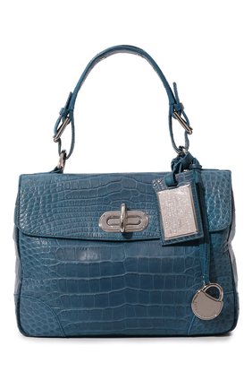 Женская сумка tiffin 27 из кожа крокодила RALPH LAUREN бирюзового цвета, арт. 69H/INJ87/RMALL | Фото 1 (Сумки-технические: Сумки top-handle; Размер: medium; Материал: Экзотическая кожа)