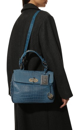 Женская сумка tiffin 27 из кожа крокодила RALPH LAUREN бирюзового цвета, арт. 69H/INJ87/RMALL | Фото 2 (Сумки-технические: Сумки top-handle; Размер: medium; Материал: Экзотическая кожа)