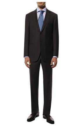 Мужской шерстяной костюм KITON темно-коричневого цвета, арт. UA81/1Z75 | Фото 1 (Материал внешний: Шерсть; Костюмы М: Однобортный; Стили: Классический; Рукава: Длинные)
