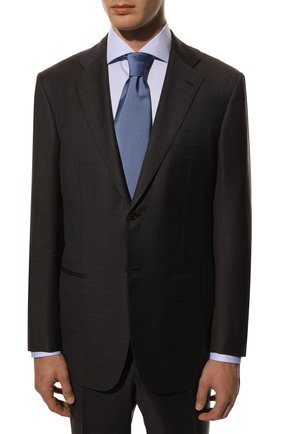 Мужской шерстяной костюм KITON темно-коричневого цвета, арт. UA81/1Z75 | Фото 2 (Материал внешний: Шерсть; Костюмы М: Однобортный; Стили: Классический; Рукава: Длинные)