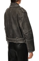 Женская кожаная куртка MOLLY MOSS темно-серого цвета, арт. 00 03 | Фото 4 (Кросс-КТ: Куртка; Рукава: Длинные; Стили: Гранж; Материал внешний: Натуральная кожа; Женское Кросс-КТ: Замша и кожа; Длина (верхняя одежда): Короткие; Материал подклада: Вискоза)
