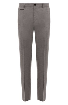 Мужские шерстяные брюки BOSS серого цвета, арт. 50481971 | Фото 1 (Длина (брюки, джинсы): Стандартные; Случай: Формальный; Стили: Классический; Материал внешний: Шерсть)